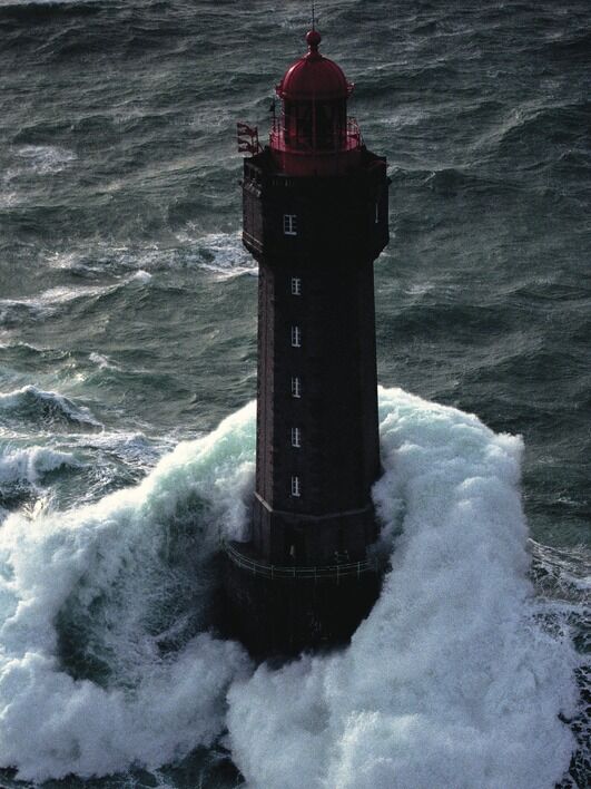 Phare Dans La Tempête, La Jument II Canvas Art Print by Jean Guichard