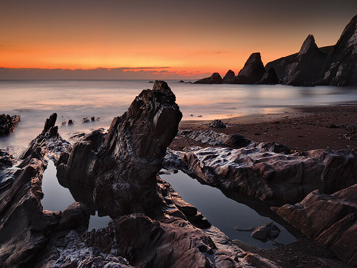 Westcombe Bay, Devon Canvas Art Print by David Clapp