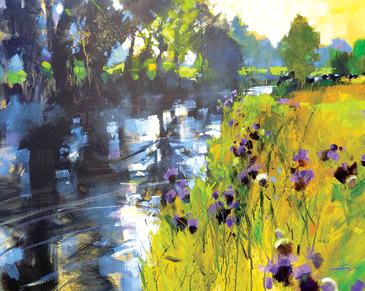 Sun and Meadow Thistles Canvas Art Print by Chris Forsey