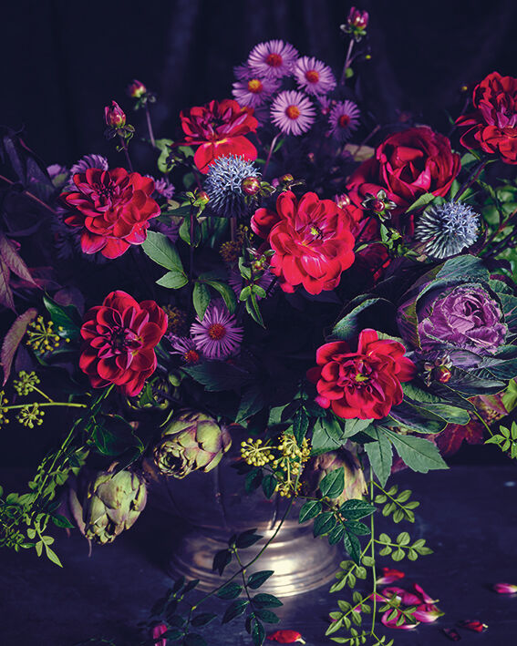 Baroque Flowers Canvas Art Print by Howard Shooter