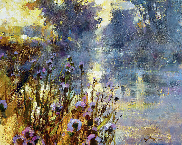 Riverside Sunrise Canvas Art Print by Chris Forsey