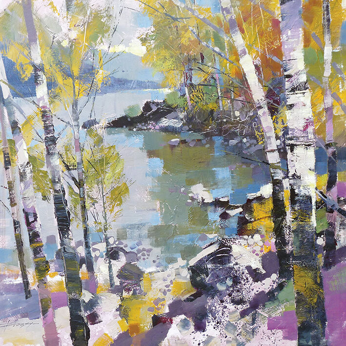 Birch in Spring Canvas Art Print by Chris Forsey
