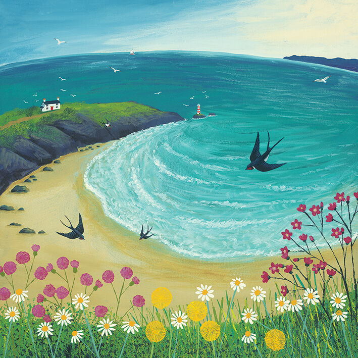 Swallow Dive Canvas Art Print by Jo Grundy