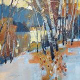 Birch, Frost and Winter Lake Canvas Art Print by Chris Forsey