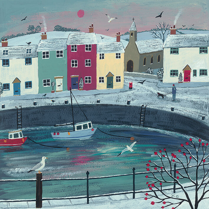 A Walk Round Winter Harbour Canvas Art Print by Jo Grundy