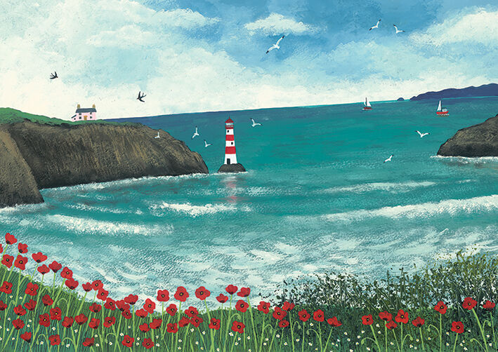 The Lighthouse at Poppy Bay Canvas Art Print by Jo Grundy