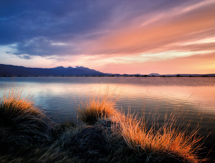 Sunrise on Borax Pond Canvas Art Print by Dennis Frates