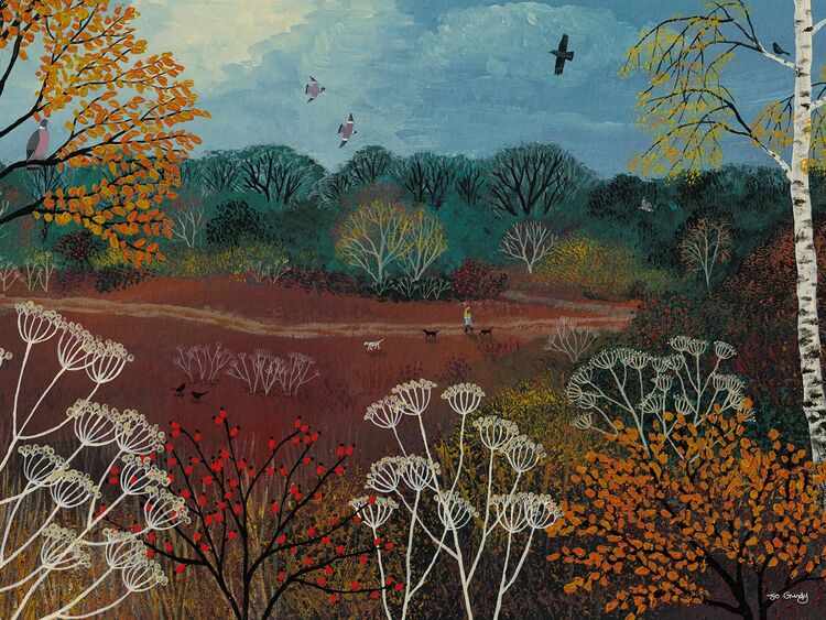 Autumn Walk Canvas Art Print by Jo Grundy