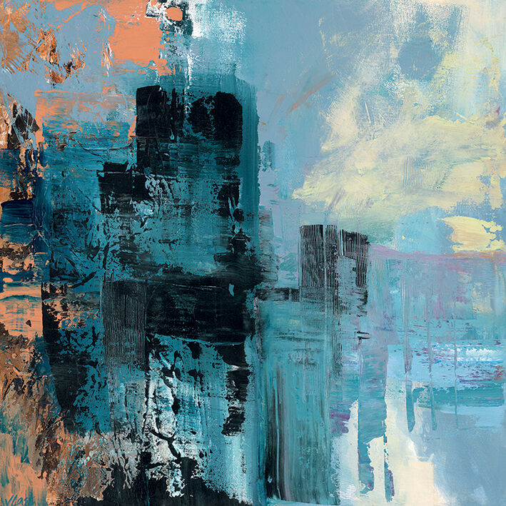 Misty City Canvas Art Print by Joanne Last