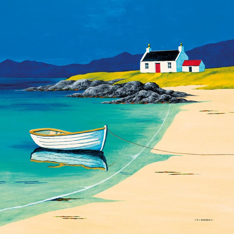 Hebridean Fisherman's Cottage Canvas Art Print by Anthony Barber