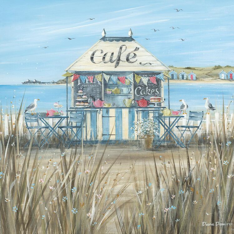 Beach Café Canvas Art Print by Diane Demirci