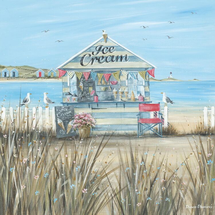 Beach Ice Cream Canvas Art Print by Diane Demirci