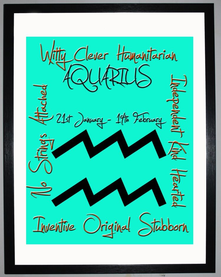 Aquarius Zodiac Star Sign Retro Framed Art Print