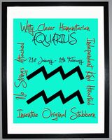 Aquarius Zodiac Star Sign Retro Framed Art Print