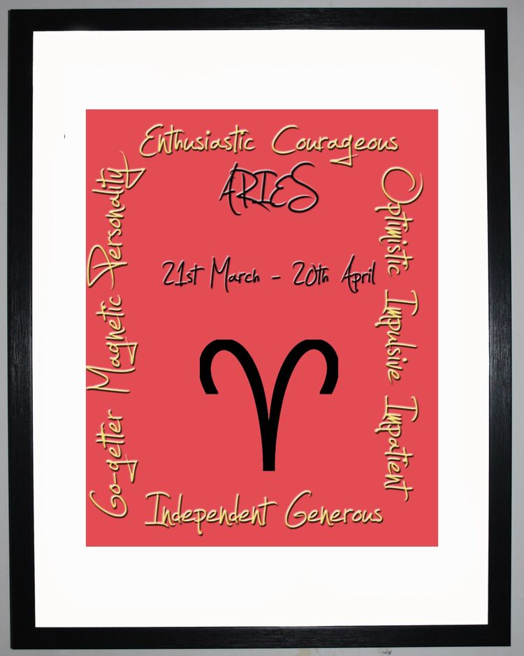 Aries Zodiac Star Sign Retro Framed Art Print