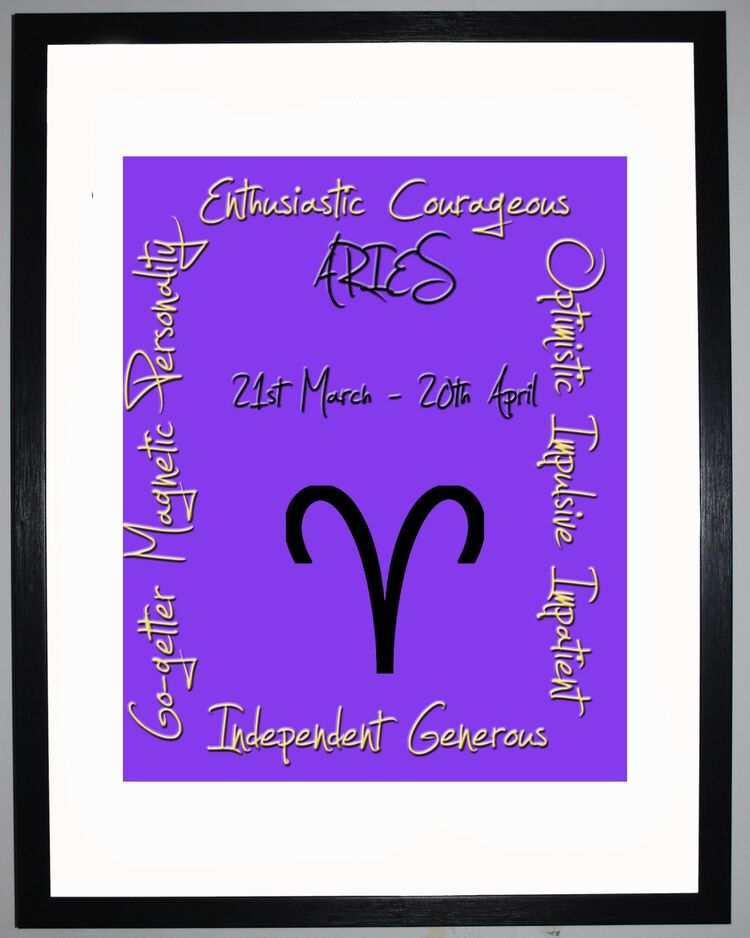Aries Zodiac Star Sign Retro Framed Art Print