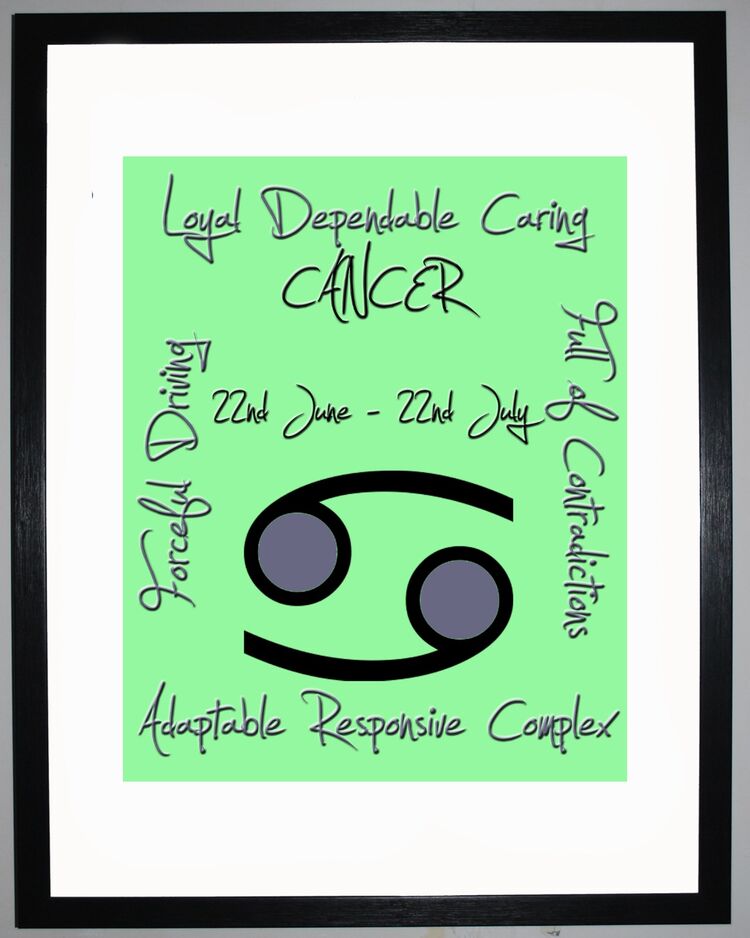 Cancer Zodiac Star Sign Retro Framed Art Print