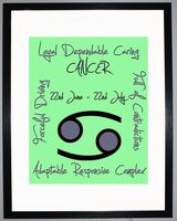 Cancer Zodiac Star Sign Retro Framed Art Print