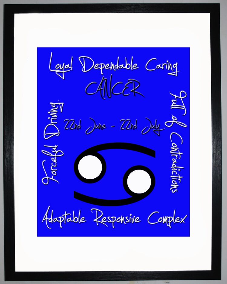 Cancer Zodiac Star Sign Retro Framed Art Print