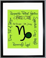 Capricorn Zodiac Star Sign Retro Framed Art Print