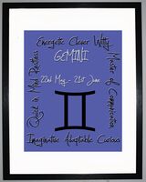 Gemini Zodiac Star Sign Retro Framed Art Print