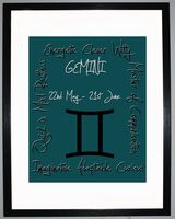 Gemini Zodiac Star Sign Retro Framed Art Print
