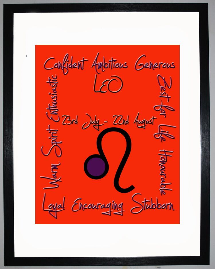 Leo Zodiac Star Sign Retro Framed Art Print