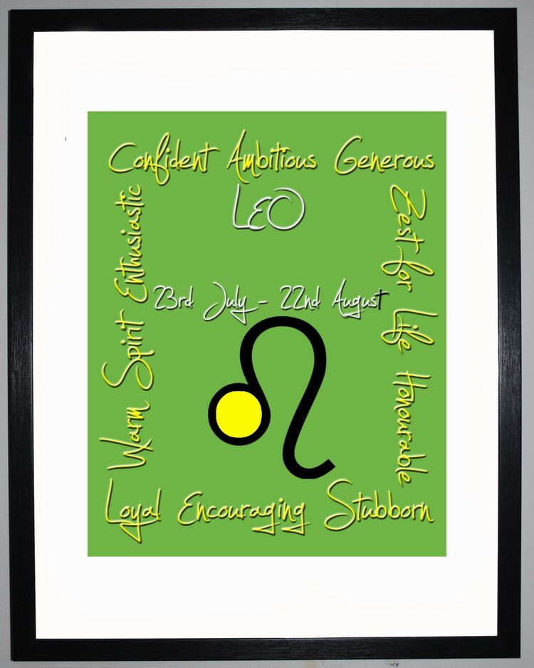 Leo Zodiac Star Sign Retro Framed Art Print
