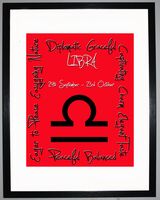 Libra Zodiac Star Sign Retro Framed Art Print