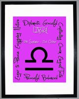 Libra Zodiac Star Sign Retro Framed Art Print