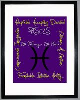 Pisces Zodiac Star Sign Retro Framed Art Print