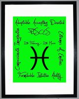 Pisces Zodiac Star Sign Retro Framed Art Print