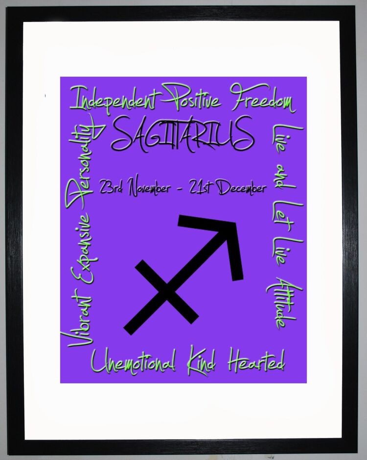 Sagittarius Zodiac Star Sign Retro Framed Art Print