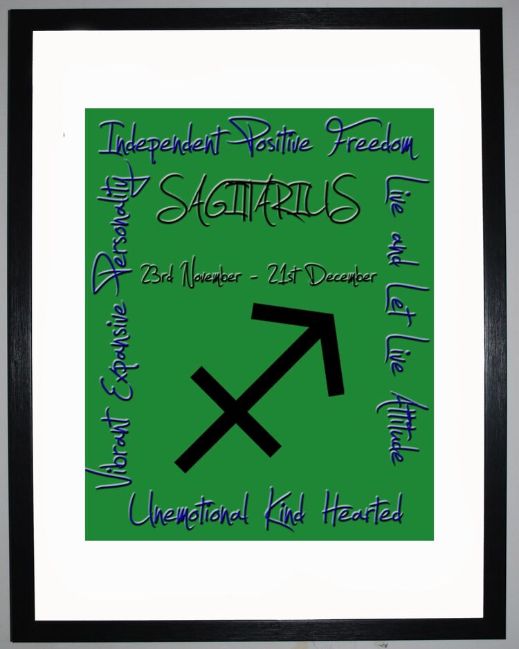 Sagittarius Zodiac Star Sign Retro Framed Art Print