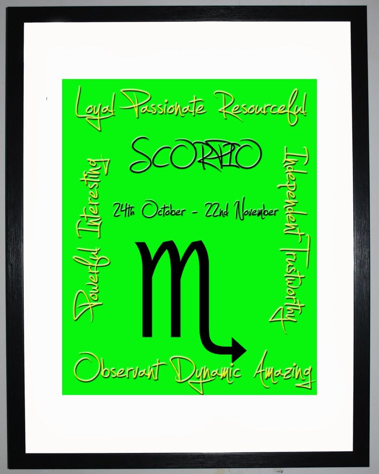 Scorpio Zodiac Star Sign Retro Framed Art Print
