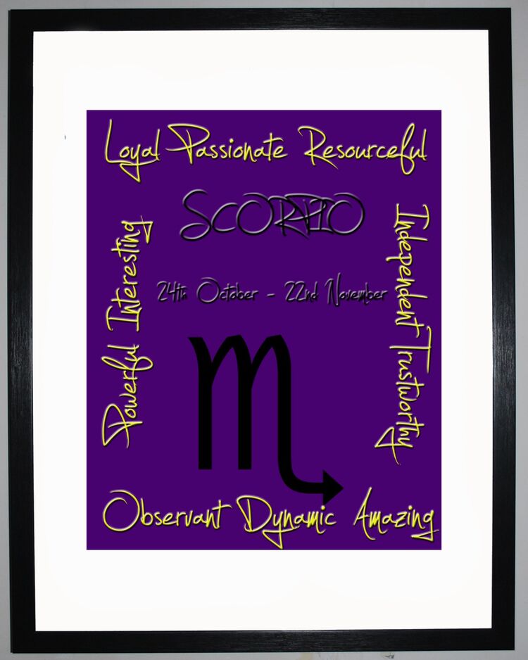 Scorpio Zodiac Star Sign Retro Framed Art Print