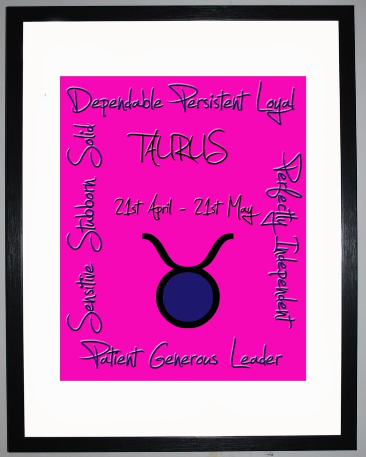 Taurus Zodiac Star Sign Retro Framed Art Print