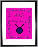 Taurus Zodiac Star Sign Retro Framed Art Print