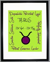 Taurus Zodiac Star Sign Retro Framed Art Print