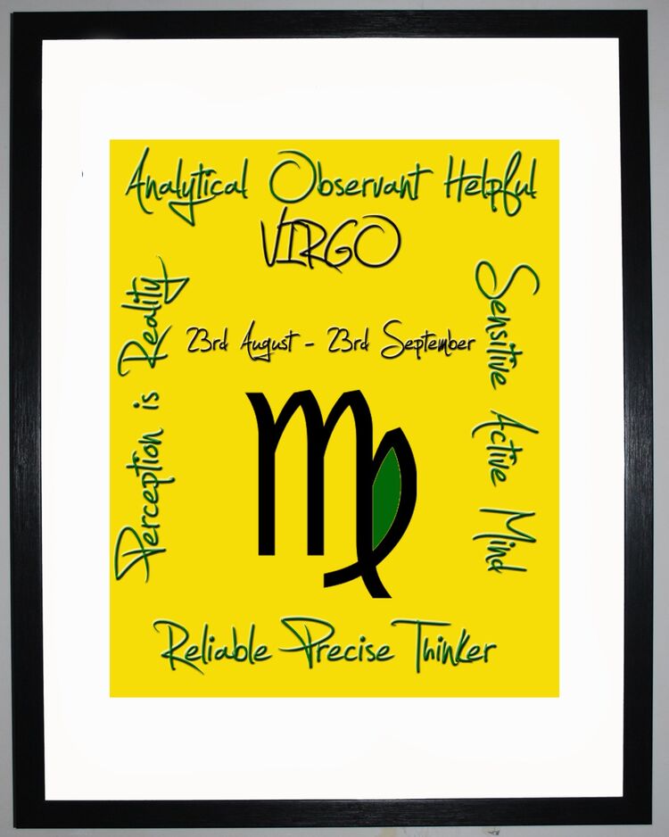 Virgo Zodiac Star Sign Retro Framed Art Print