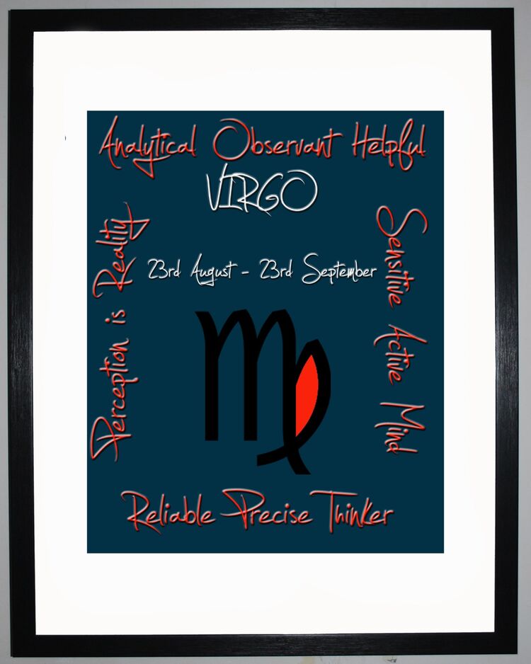 Virgo Zodiac Star Sign Retro Framed Art Print