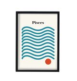 Pisces Zodiac Star Sign Giclée Retro Framed Art Print