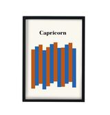 Capricorn Zodiac Star Sign Giclée Retro Framed Art Print