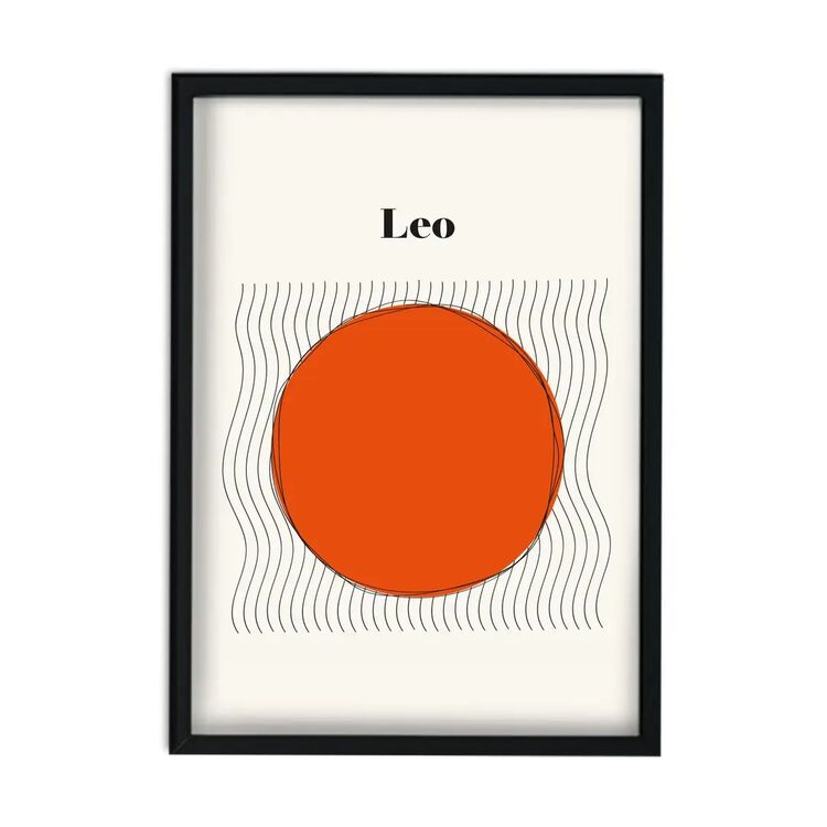 Leo Zodiac Star Sign Giclée Retro Framed Art Print