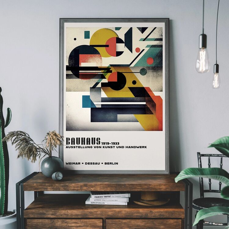 Bauhaus Geometric Shapes Framed Art Print
