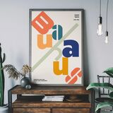 Angled Bauhaus Letters Colour Framed Art Print