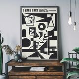 Bauhaus Shapes Black & White Framed Art Print