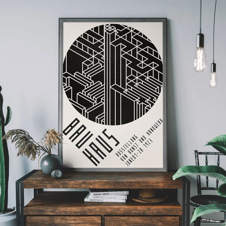 Bauhaus Circle City Black & White Framed Art Print