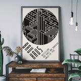 Bauhaus Circle City Black & White Framed Art Print