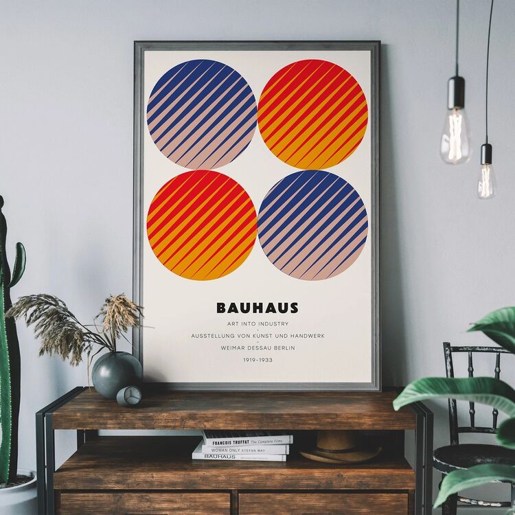 Bauhaus Circles Colour Framed Art Print
